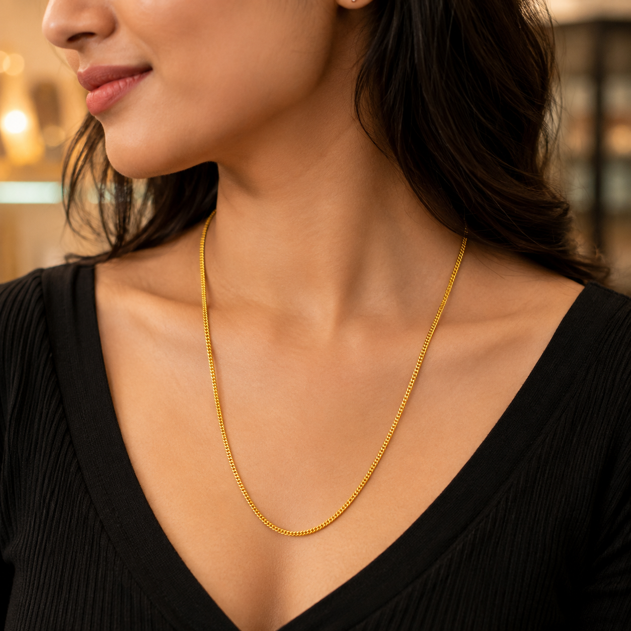 Classic Golden Curb Link Neck Chain
