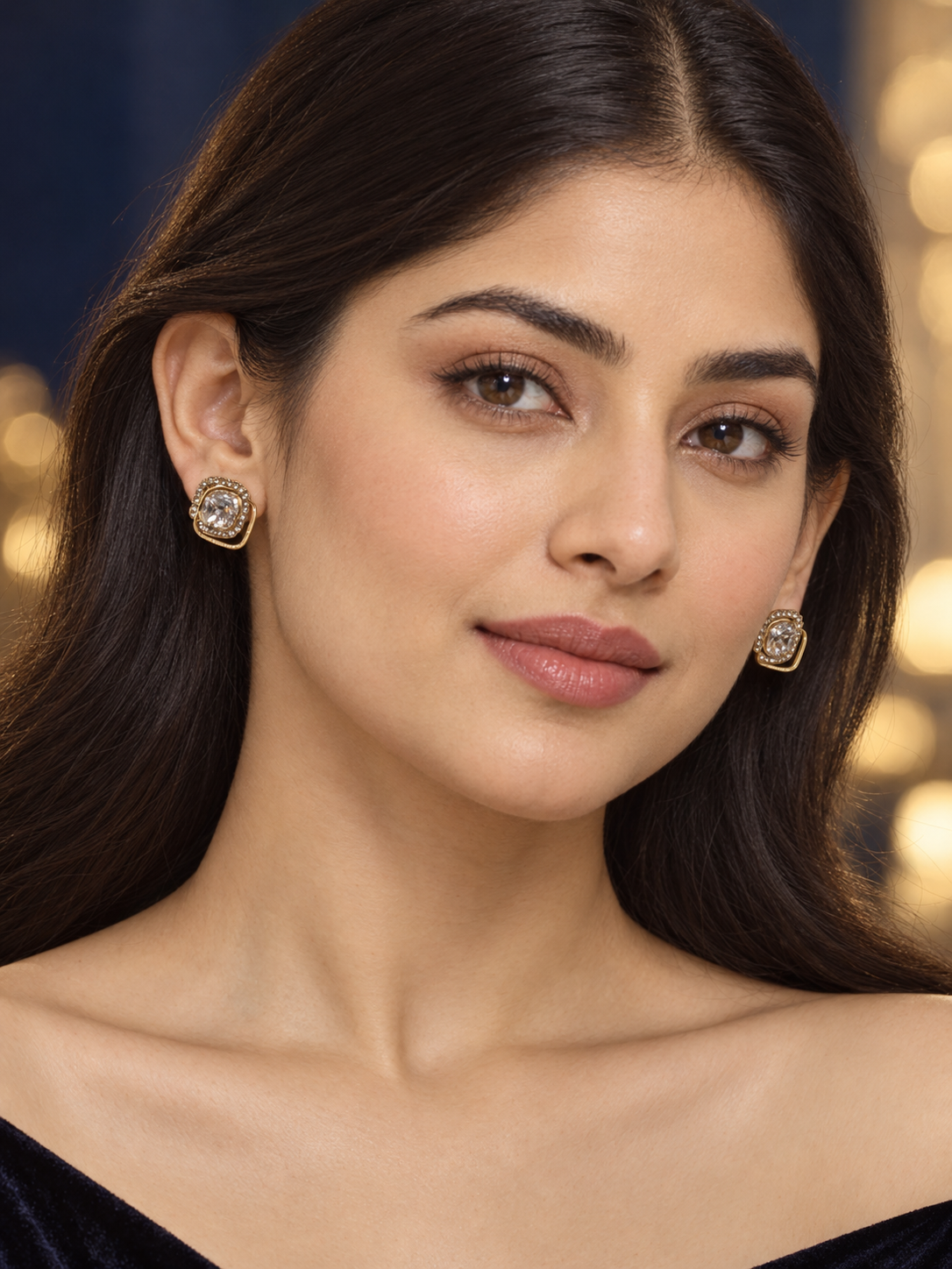 Classic Cushion-Cut Solitaire Halo Gold Stud Earrings