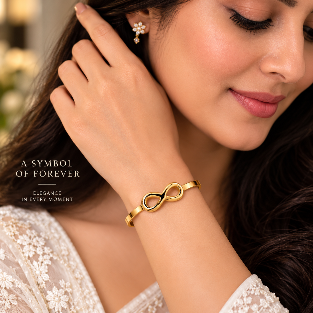 Golden Forever Infinity Bangle Bracelet