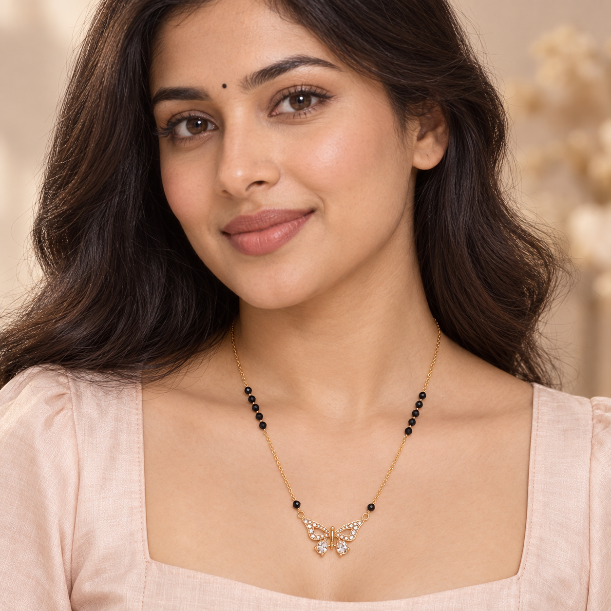Enchanting Butterfly CZ Gold Mangalsutra