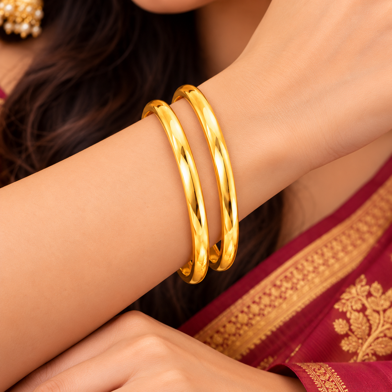 Classic Polished Gold-Tone Bangles