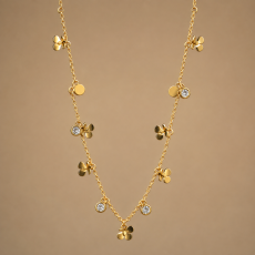 Dainty Gold Floral Charm Necklace