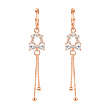 Rose Gold Bow Crystal Drop Earrings