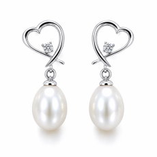 Heart-Shaped Pearl Drop Earrings