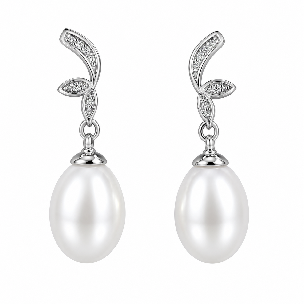 Pearl Drop Leaf Earrings
