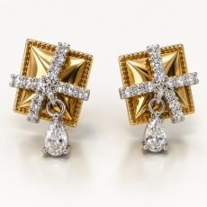 Luxury Gold & Crystal Bow Drop Earrings