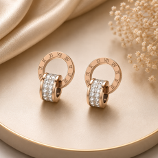 Rose Gold Roman Numeral Crystal Hoop Earrings