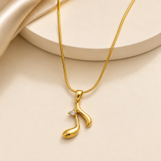 Golden Leaf Crystal Pendant Necklace