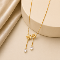 Golden Blossom Crystal Drop Necklace