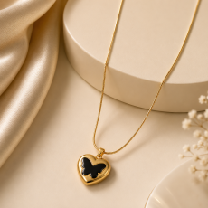 Midnight Butterfly Heart Necklace