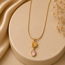 Pink Blossom Drop Pendant Necklace