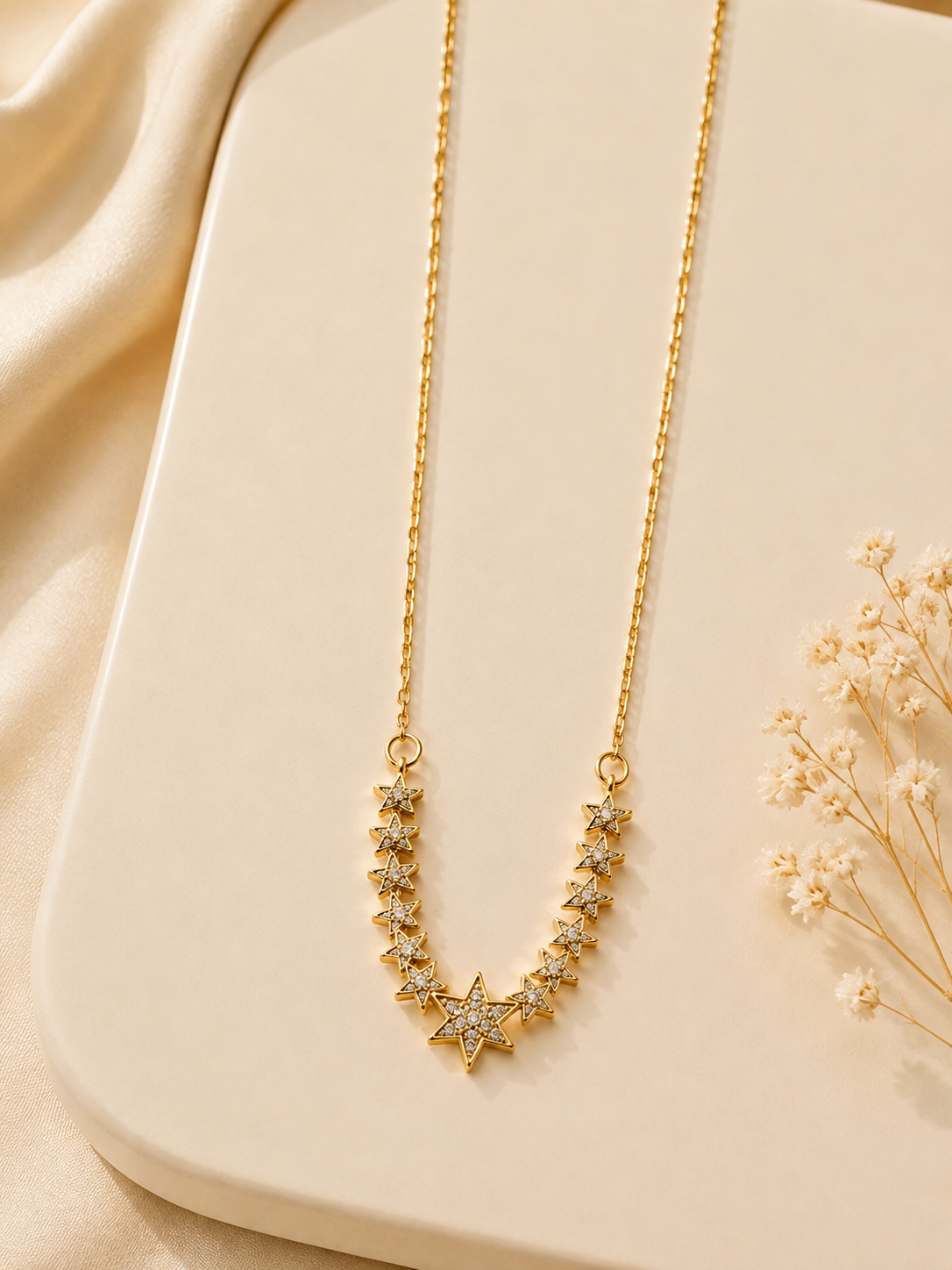 Celestial Cascade Crystal Star Necklace