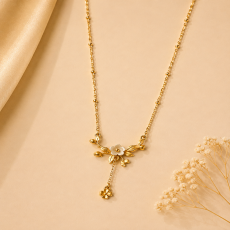 Ivory Blossom Floral Y-Drop Necklace