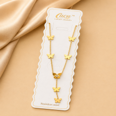 Golden Flutter Multi-Butterfly Y-Lariat Necklace