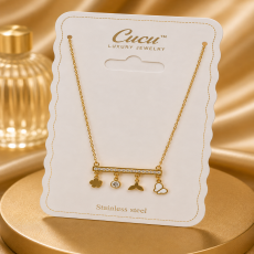 Golden Story Crystal Bar Charm Necklace