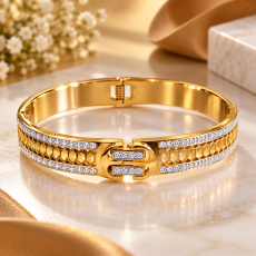 Golden Honeycomb Crystal Buckle Bracelet