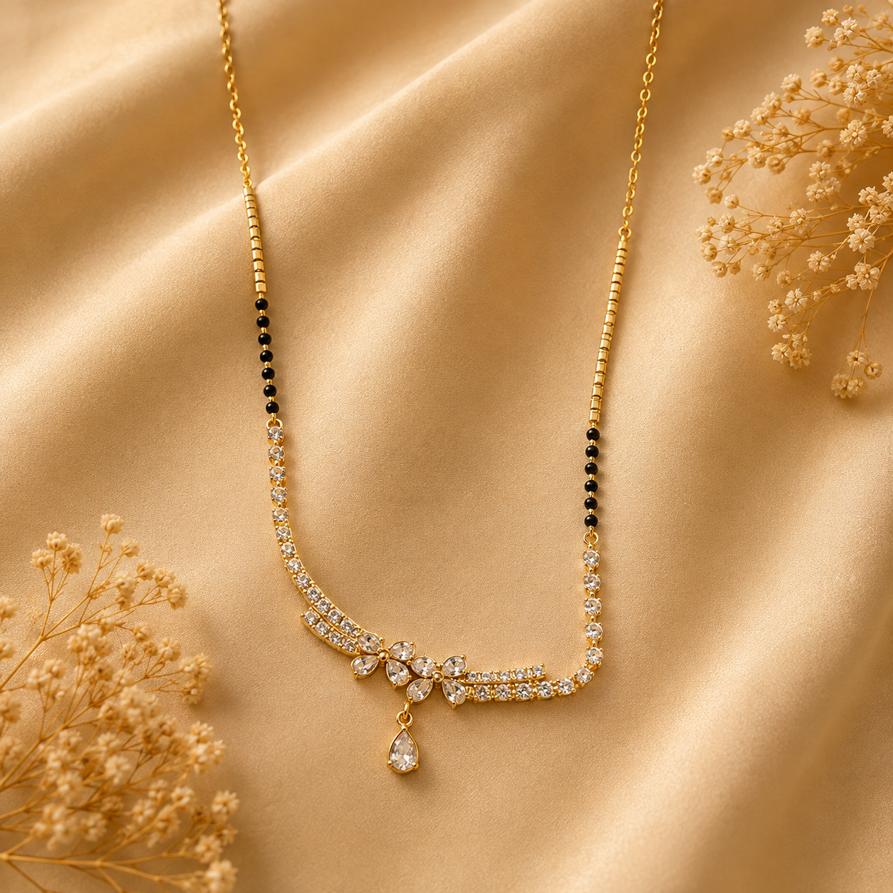 Elegant Crystal Floral Drop Mangalsutra