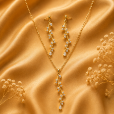 Crystal Vine Pendant Necklace and Earrings Set