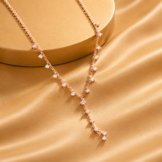 Rose-Gold Crystal Station Y-Drop Necklace