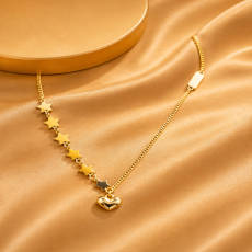 Star Trail Heart Pendant Gold-Tone Necklace