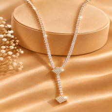 Elegant Gold-Tone Crystal Y-Drop Necklace