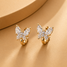 Sparkling Crystal Butterfly Huggie Earrings