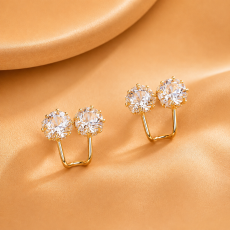 Twin Solitaire Crystal Ear Jacket Earrings