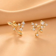 Crystal Floral Vine Ear Climber Earrings