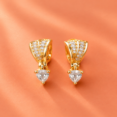Crystal Fan Teardrop Gold-Tone Huggie Earrings