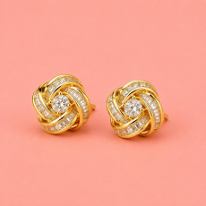 Crystal Love-Knot Gold-Tone Stud Earrings