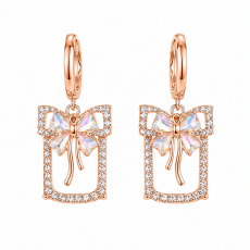 Crystal Butterfly Frame Rose-Gold Drop Earrings