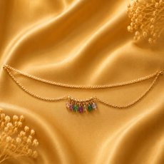 Rainbow Crystal Charm Double-Layer Gold-Tone Necklace