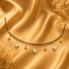 Mother-of-Pearl Clover Charm Gold-Tone Mangalsutra