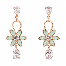 Mint Blossom Crystal Drop Rose-Gold-Tone Earrings