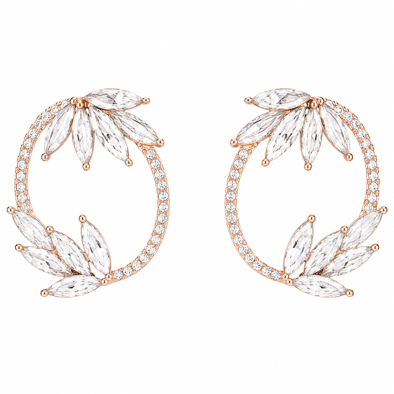 Crystal Leaf Wreath Gold-Tone Earrings