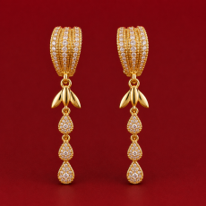 Triple Teardrop Crystal Gold-Tone Earrings