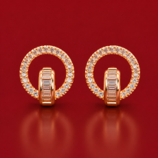 Crystal Arc Gold-Tone Stud Earrings