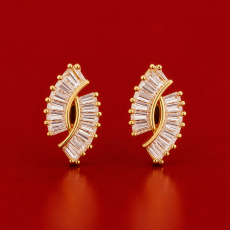 Baguette Fan Gold-Tone Stud Earrings