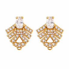 Pear Crystal Cascade Gold-Tone Stud Earrings