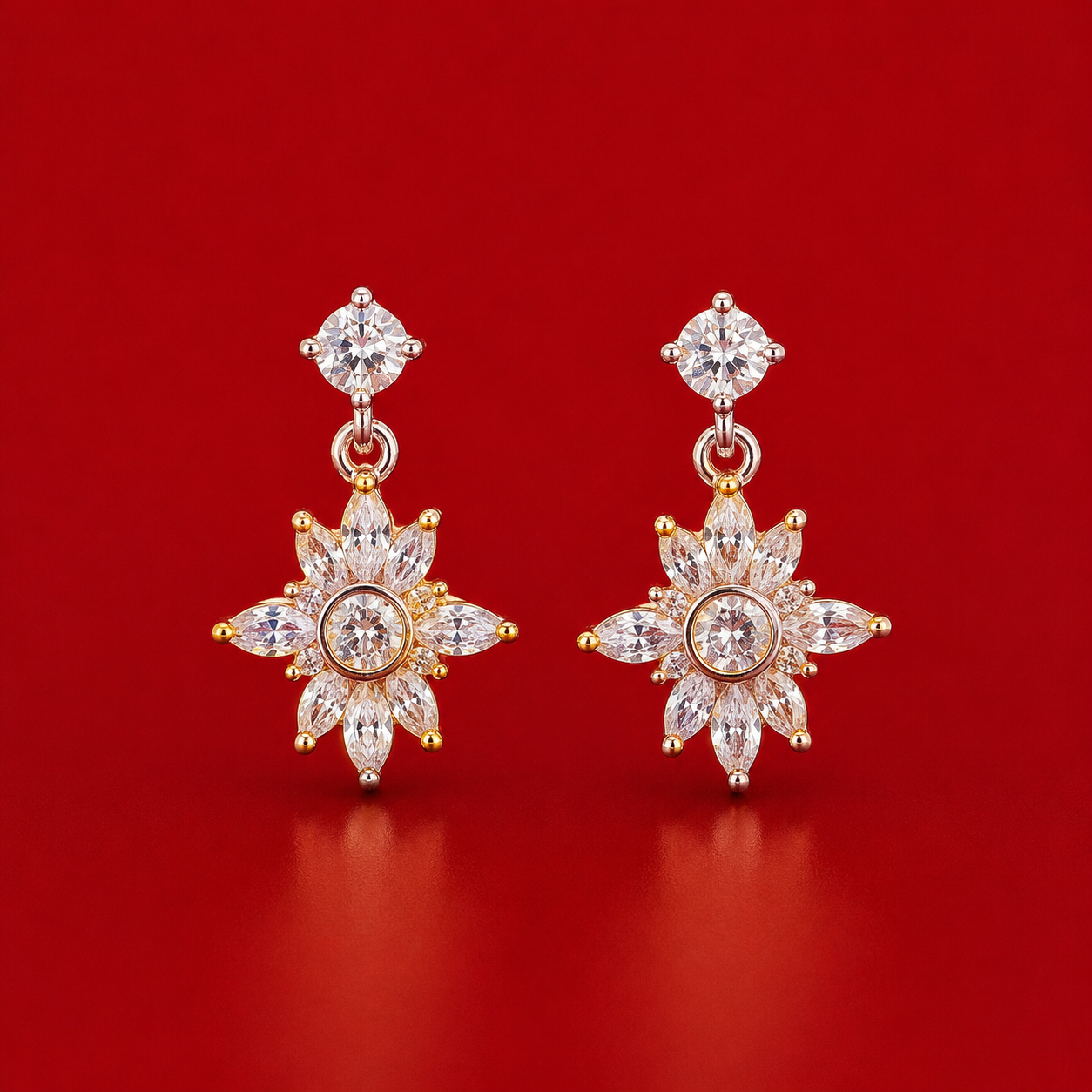 Marquise Blossom Gold-Tone Drop Earrings
