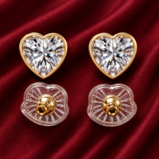 Crystal Heart Gold-Tone Stud Earrings