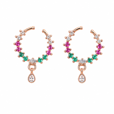 Multicolour Crystal-Style Curved Nose Ring with Teardrop