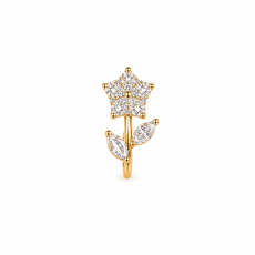 Clear Crystal-Style Flower and Leaf Nose Pin
