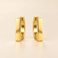 Modern Gold Rectangular Huggie Hoop Earrings