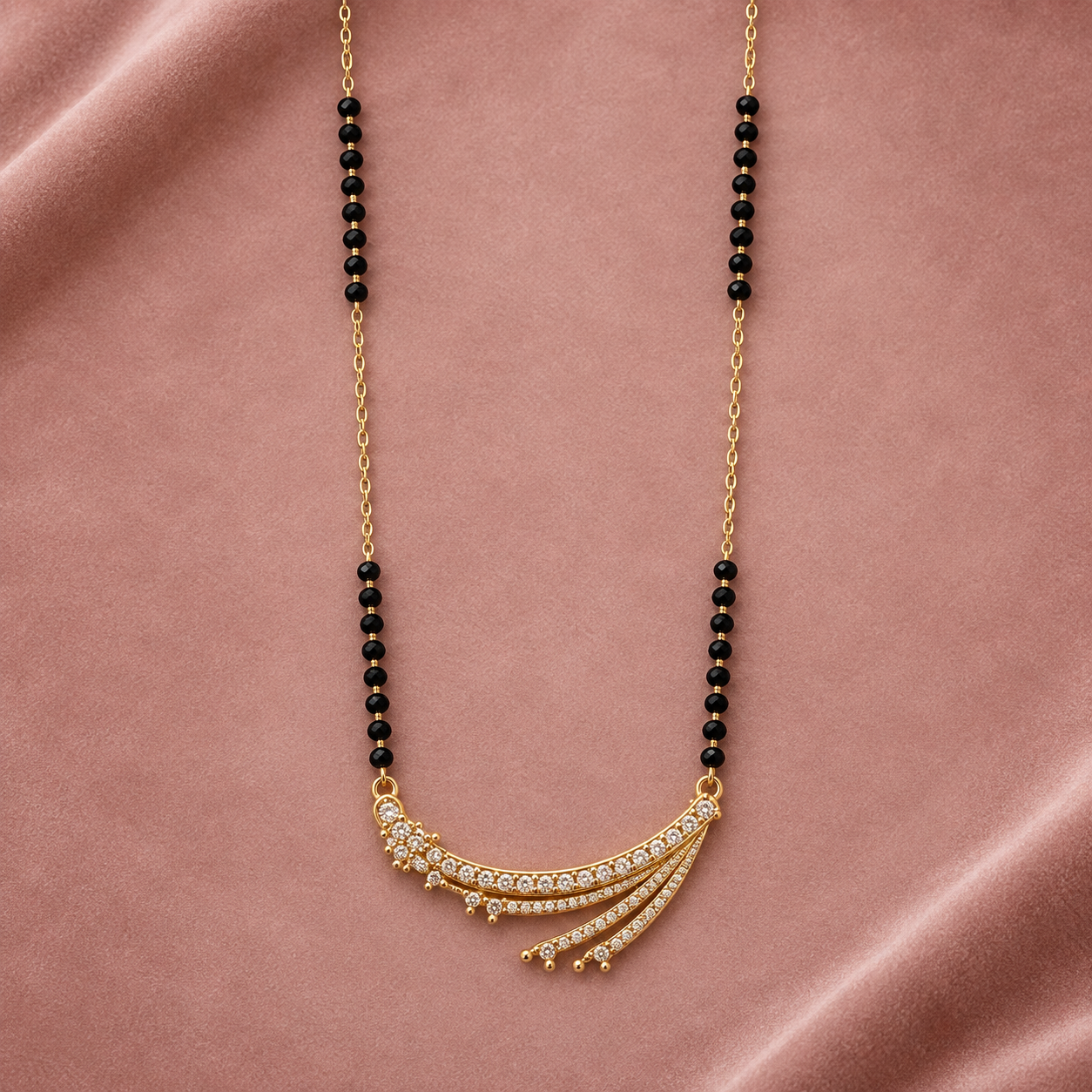Modern CZ Layered Sweep Gold Mangalsutra