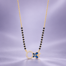 Modern Royal Blue Butterfly & Infinity Ring CZ Gold Mangalsutra