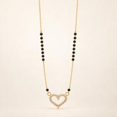 Romantic Open Heart CZ Gold Mangalsutra