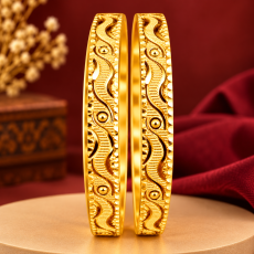 Wave Pattern Gold-Tone Bangles – Set of 2
