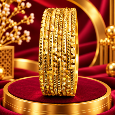 Faceted Gold-Tone Slim Bangle Set