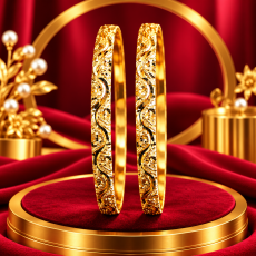 Recessed Wave Gold-Tone Bangles – Set of 2